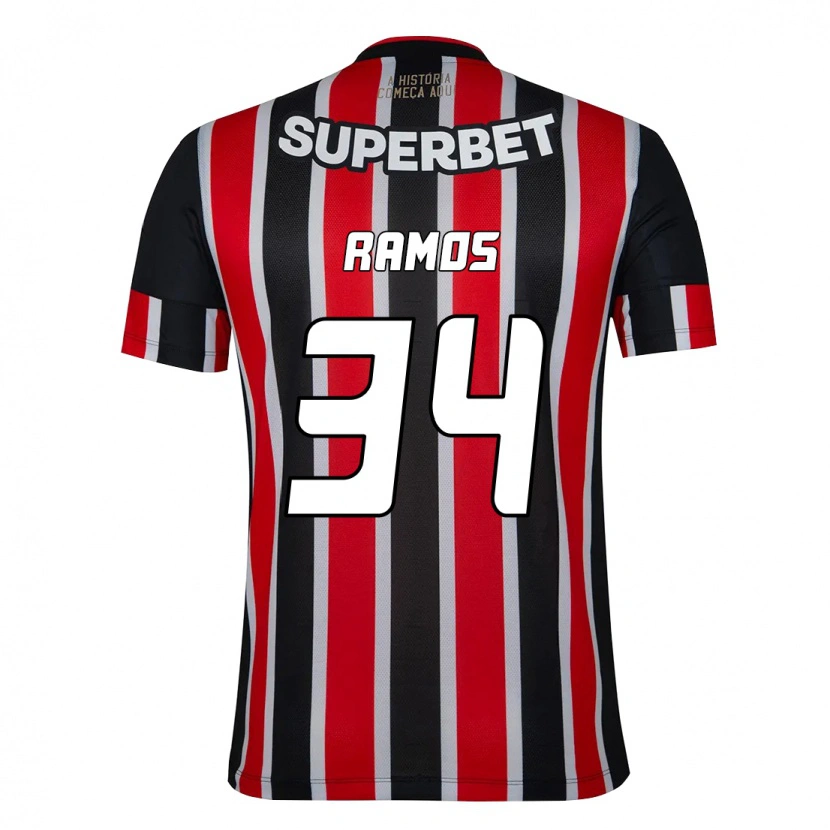 Danxen Uomo Maglia Raí Ramos #34 Nero Rosso Kit Gara Away 2025/26 Maglietta