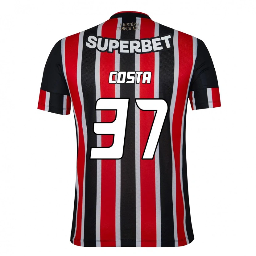 Danxen Uomo Maglia Talles Costa #37 Nero Rosso Kit Gara Away 2025/26 Maglietta