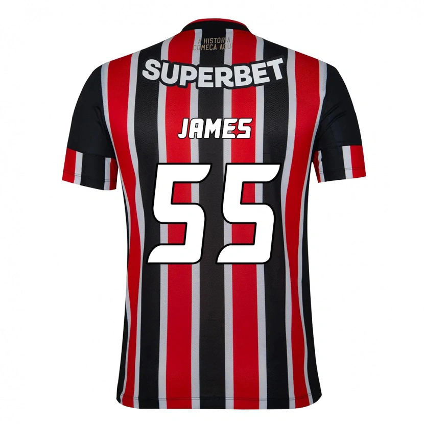Danxen Uomo Maglia James Rodriguez #55 Nero Rosso Kit Gara Away 2025/26 Maglietta