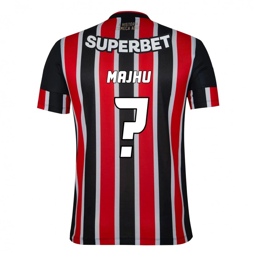 Danxen Uomo Maglia Majhu #0 Nero Rosso Kit Gara Away 2025/26 Maglietta