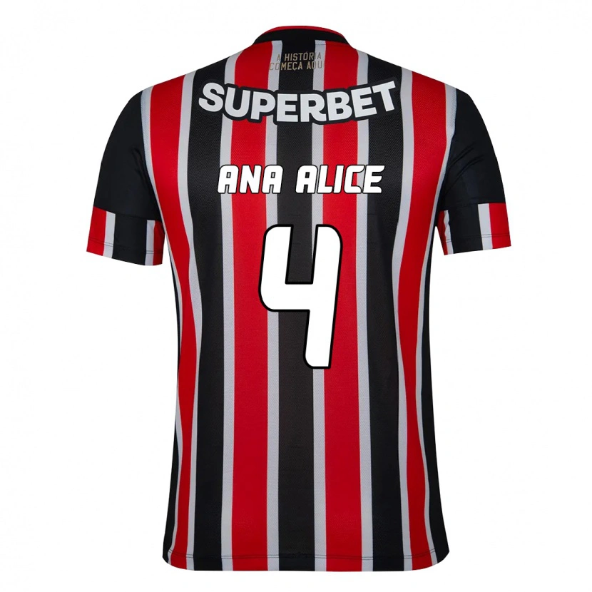 Danxen Uomo Maglia Ana Alice Luciano Da Silva #4 Nero Rosso Kit Gara Away 2025/26 Maglietta