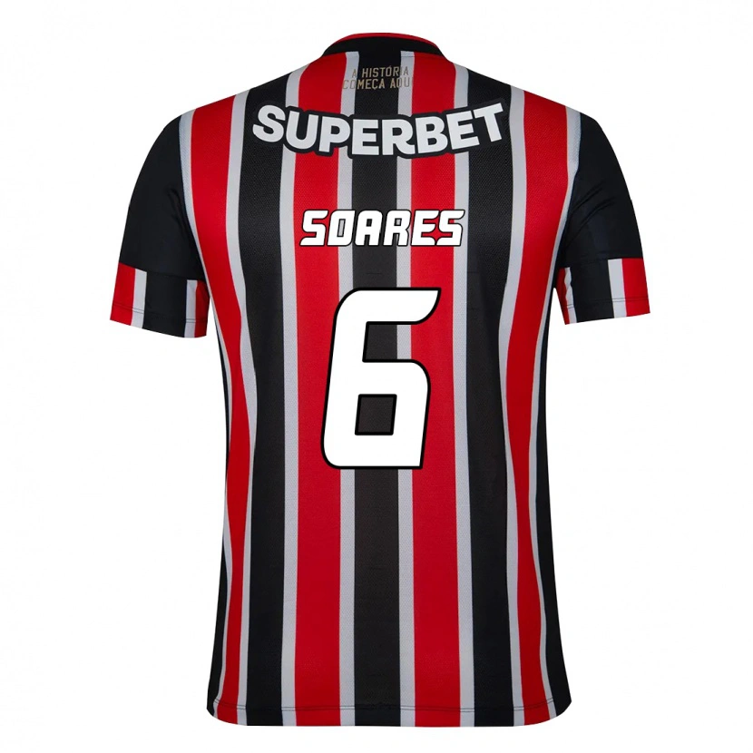 Danxen Uomo Maglia Jéssica Soares #6 Nero Rosso Kit Gara Away 2025/26 Maglietta