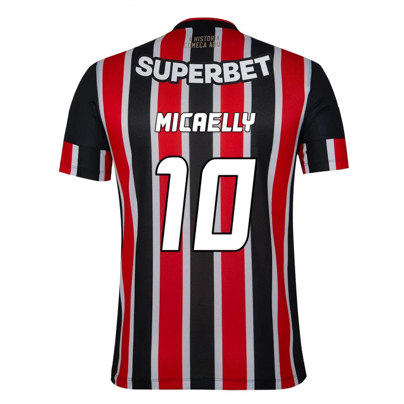 Danxen Uomo Maglia Micaelly #10 Nero Rosso Kit Gara Away 2025/26 Maglietta