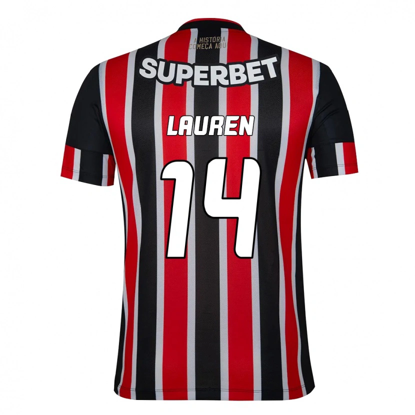 Danxen Uomo Maglia Lauren #14 Nero Rosso Kit Gara Away 2025/26 Maglietta