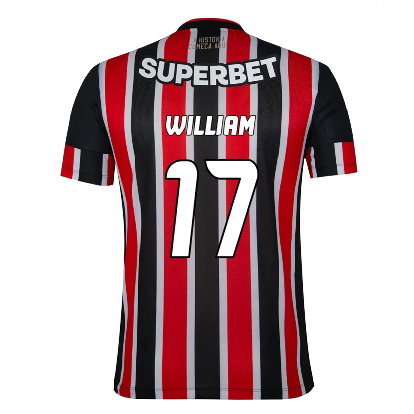 Danxen Uomo Maglia William #17 Nero Rosso Kit Gara Away 2025/26 Maglietta