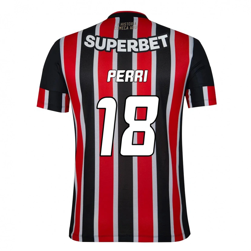 Danxen Uomo Maglia Lucas Perri #18 Nero Rosso Kit Gara Away 2025/26 Maglietta