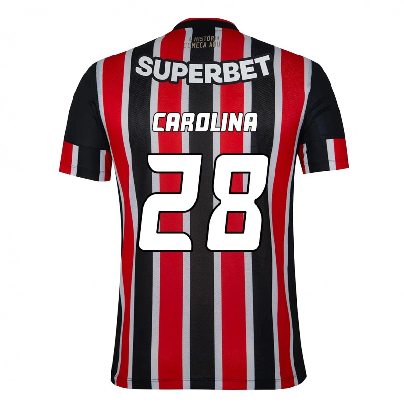 Danxen Uomo Maglia Ana Carolina #28 Nero Rosso Kit Gara Away 2025/26 Maglietta