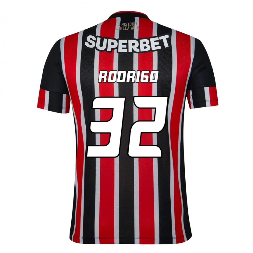 Danxen Uomo Maglia Rodrigo #32 Nero Rosso Kit Gara Away 2025/26 Maglietta