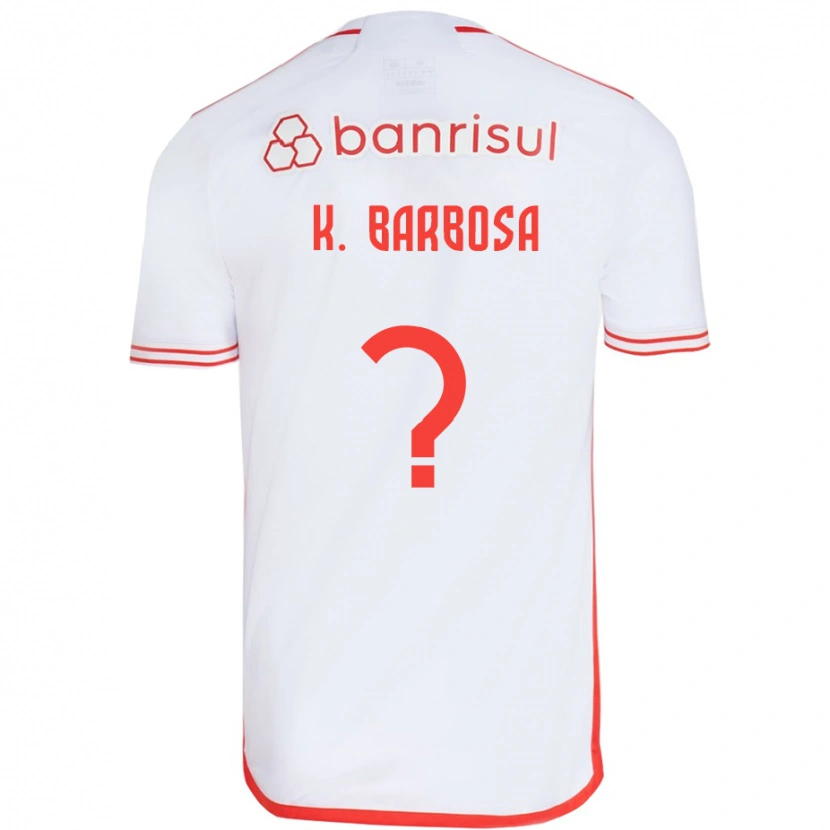 Danxen Uomo Maglia Kauã Barbosa #0 Bianco Rosso Kit Gara Away 2025/26 Maglietta
