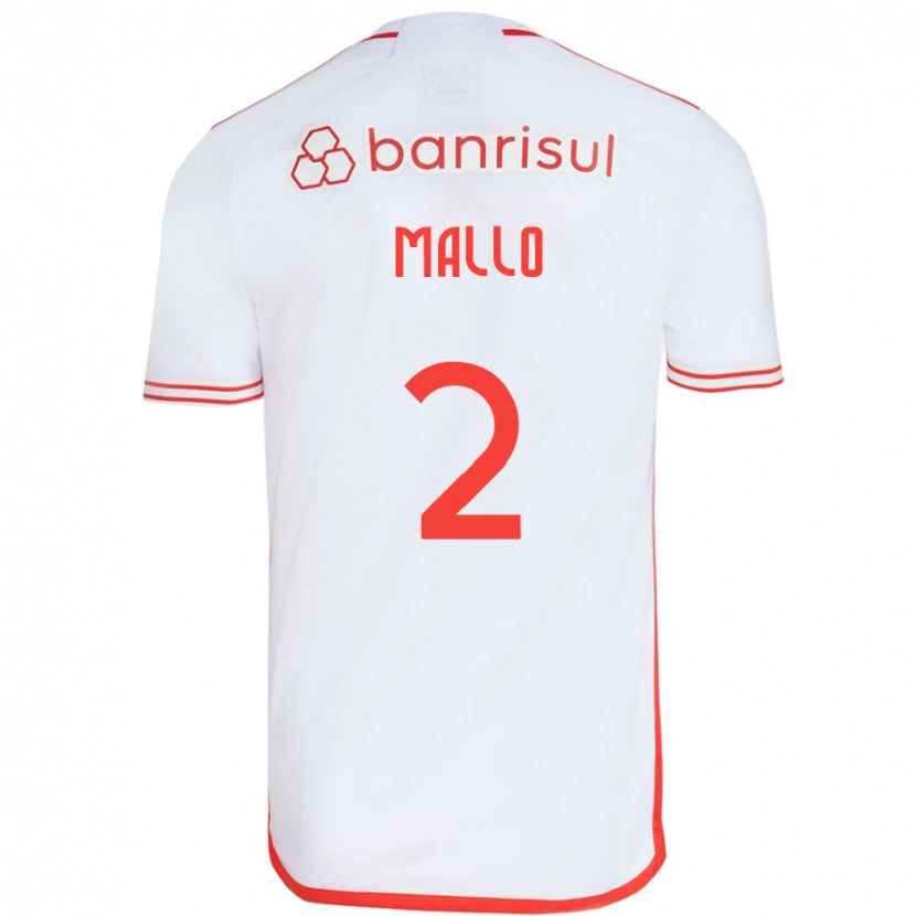 Danxen Uomo Maglia Hugo Mallo #2 Bianco Rosso Kit Gara Away 2025/26 Maglietta