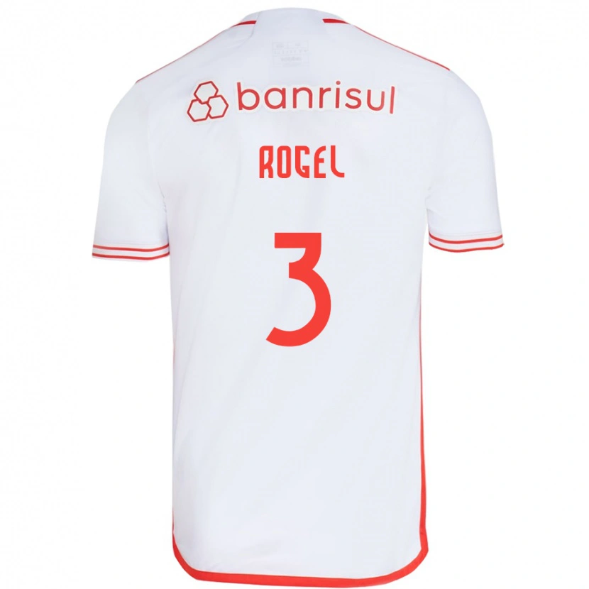 Danxen Uomo Maglia Agustín Rogel #3 Bianco Rosso Kit Gara Away 2025/26 Maglietta