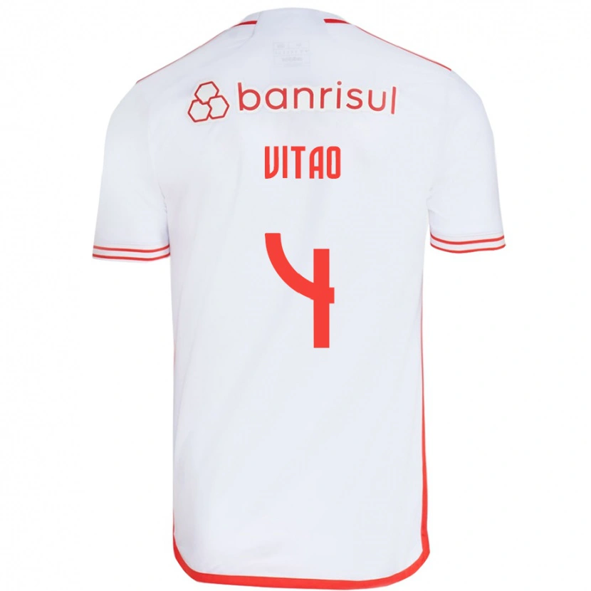Danxen Uomo Maglia Vitão #4 Bianco Rosso Kit Gara Away 2025/26 Maglietta
