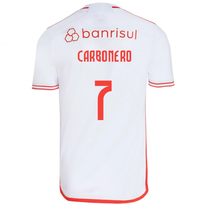 Danxen Uomo Maglia Johan Carbonero #7 Bianco Rosso Kit Gara Away 2025/26 Maglietta