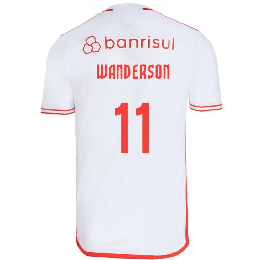 Danxen Uomo Maglia Wanderson #11 Bianco Rosso Kit Gara Away 2025/26 Maglietta