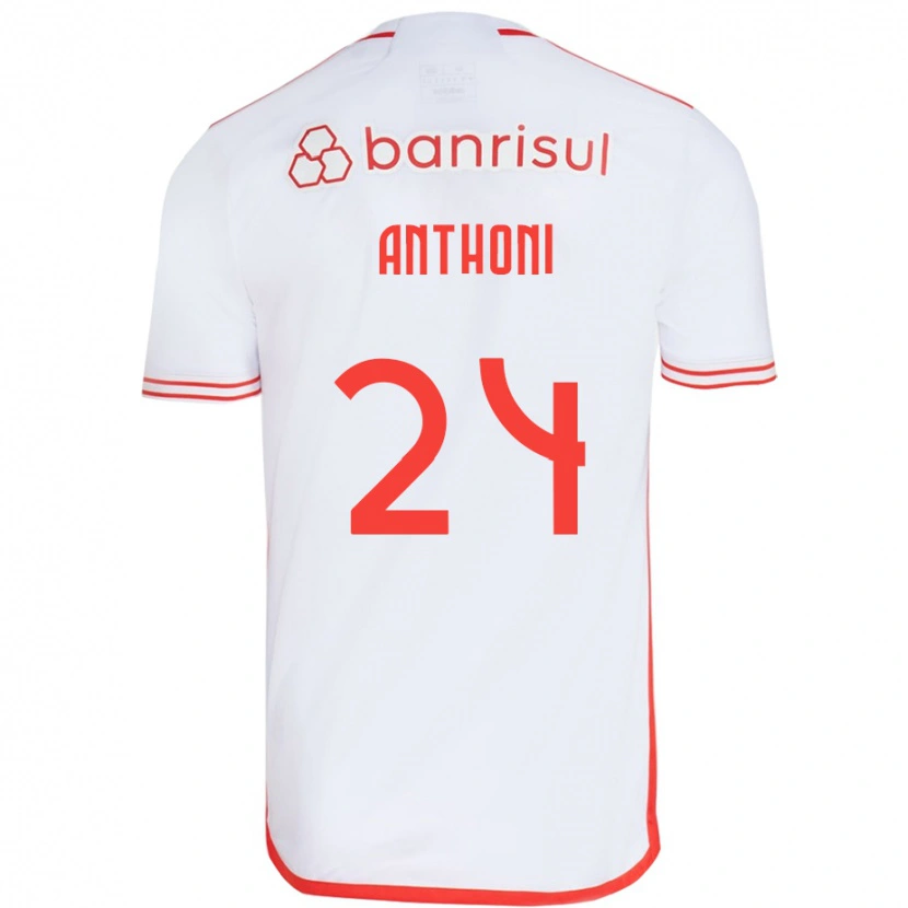 Danxen Uomo Maglia Anthoni #24 Bianco Rosso Kit Gara Away 2025/26 Maglietta