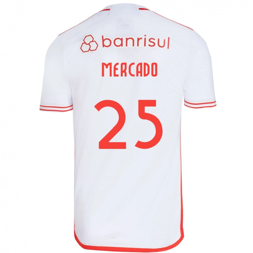 Danxen Uomo Maglia Gabriel Mercado #25 Bianco Rosso Kit Gara Away 2025/26 Maglietta