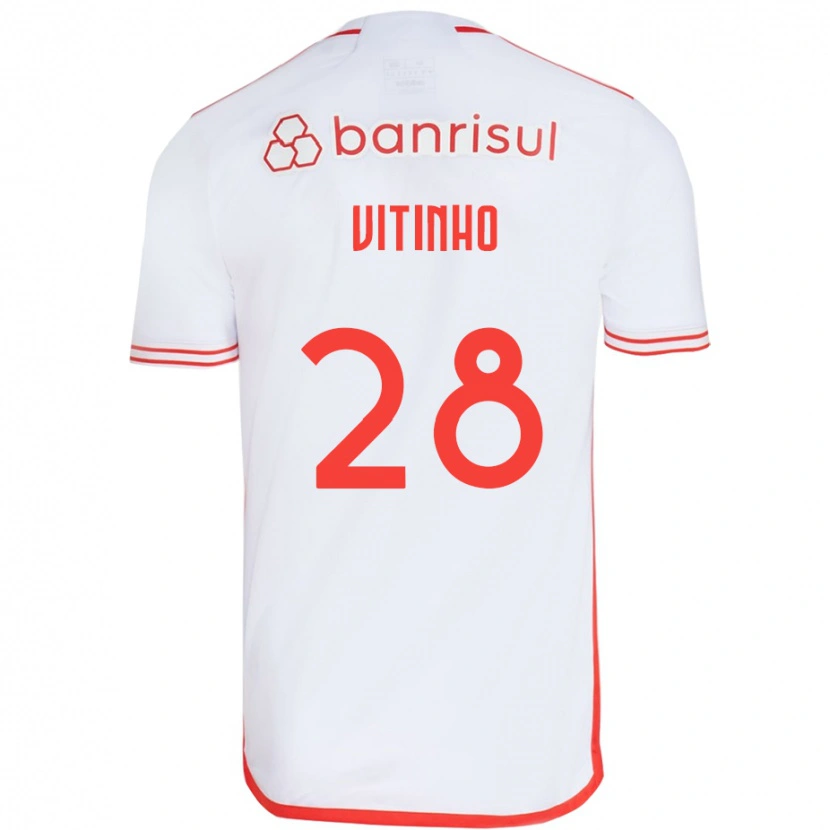 Danxen Uomo Maglia Vitinho #28 Bianco Rosso Kit Gara Away 2025/26 Maglietta