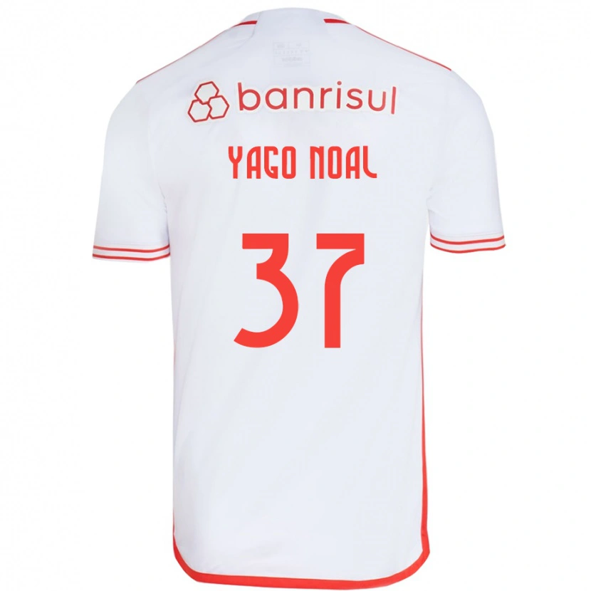 Danxen Uomo Maglia Yago Noal #37 Bianco Rosso Kit Gara Away 2025/26 Maglietta