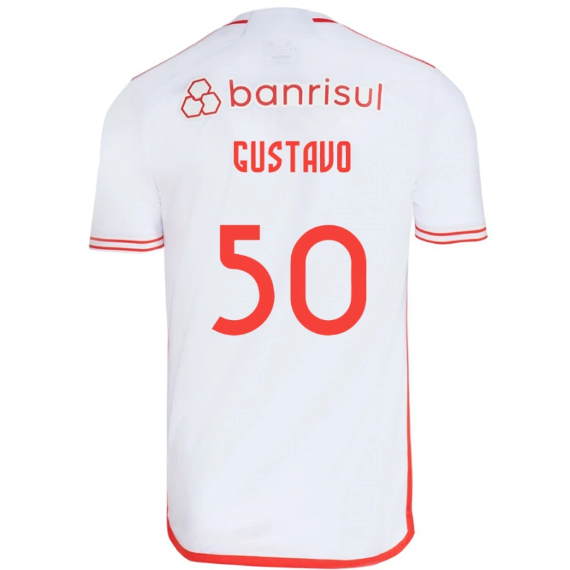 Danxen Uomo Maglia Gustavo #50 Bianco Rosso Kit Gara Away 2025/26 Maglietta