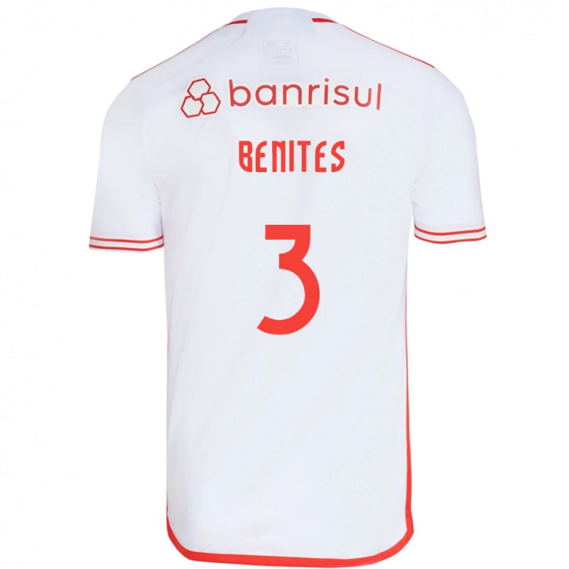 Danxen Uomo Maglia Bruna Benites #3 Bianco Rosso Kit Gara Away 2025/26 Maglietta
