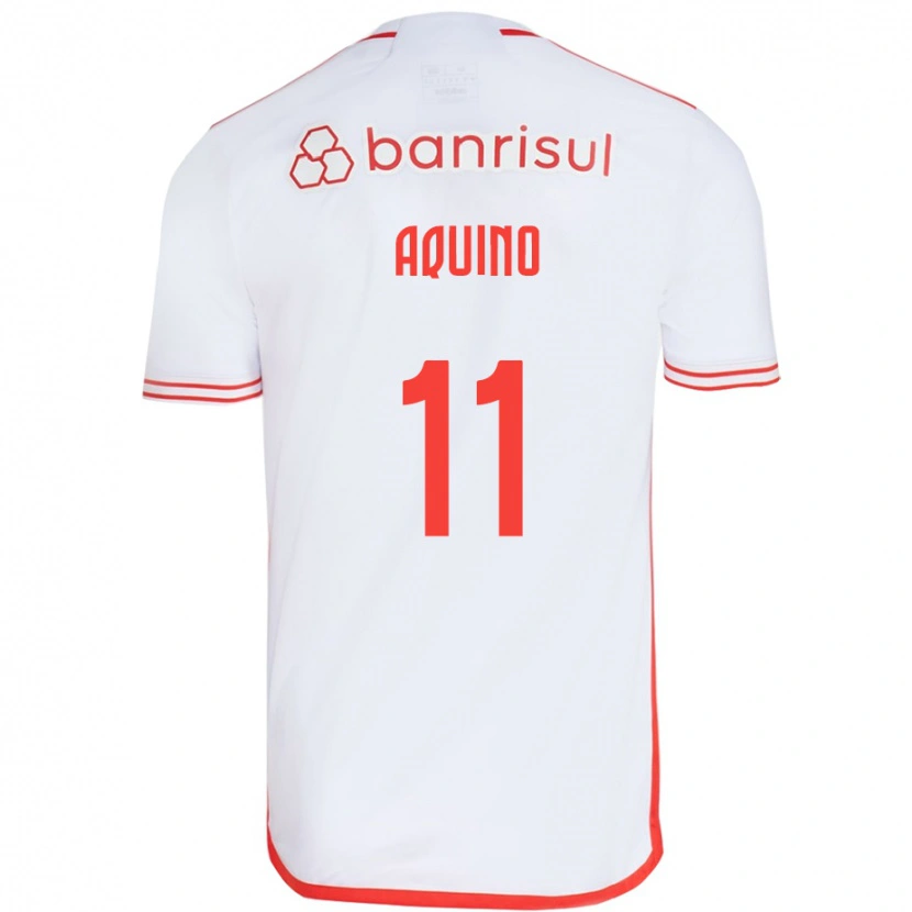 Danxen Uomo Maglia Belén Aquino #11 Bianco Rosso Kit Gara Away 2025/26 Maglietta