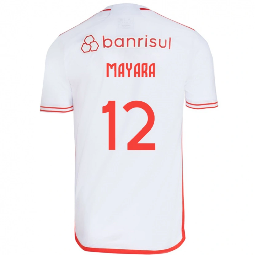 Danxen Uomo Maglia Mayara #12 Bianco Rosso Kit Gara Away 2025/26 Maglietta