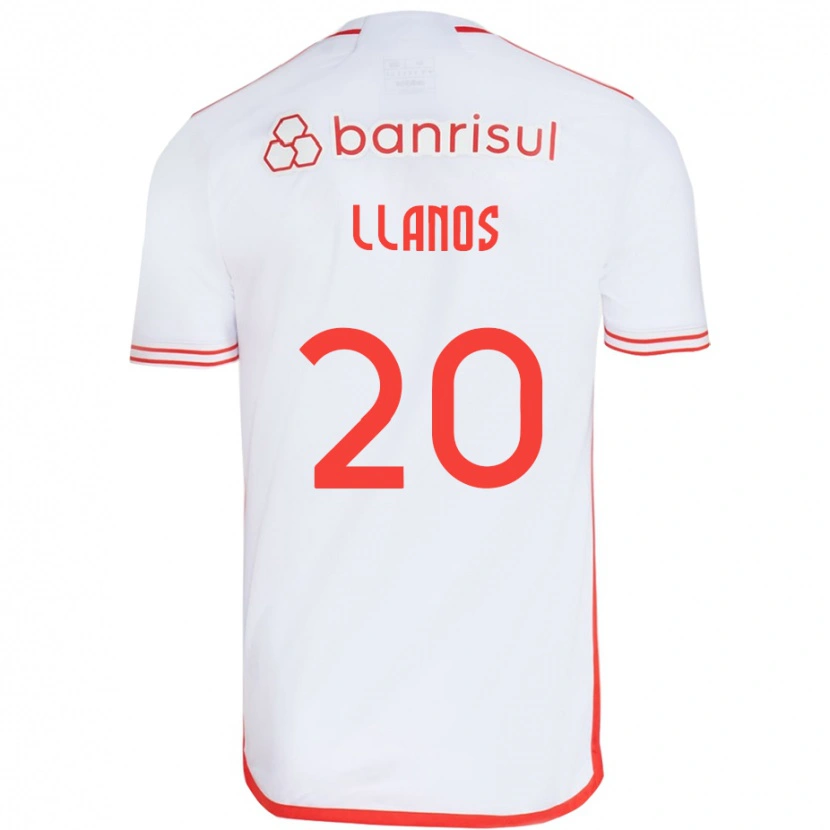 Danxen Uomo Maglia Pati Llanos #20 Bianco Rosso Kit Gara Away 2025/26 Maglietta