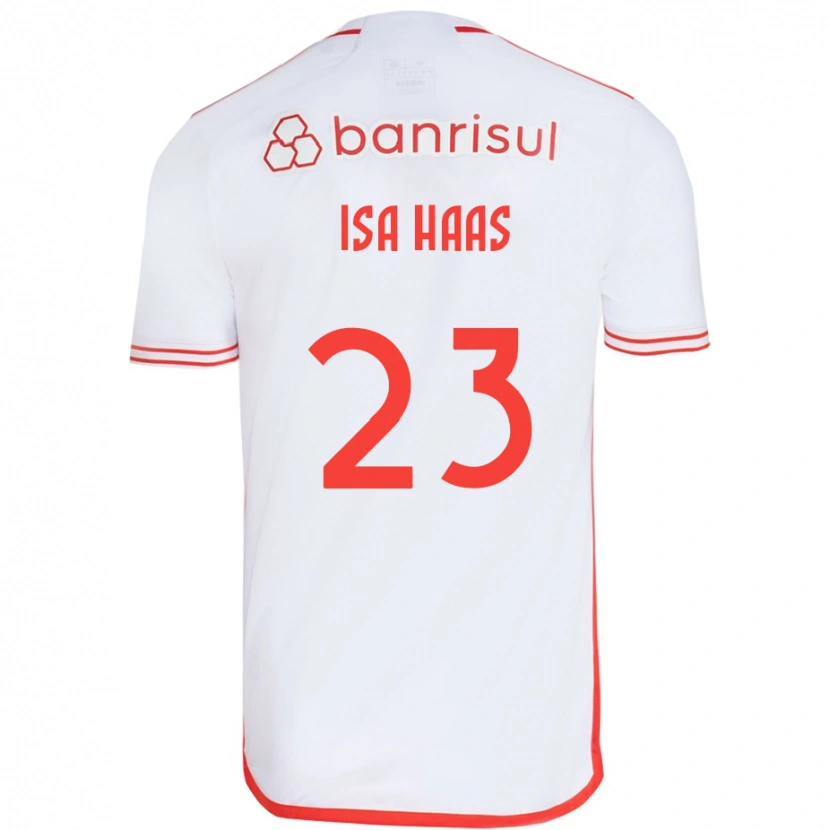Danxen Uomo Maglia Isa Haas #23 Bianco Rosso Kit Gara Away 2025/26 Maglietta