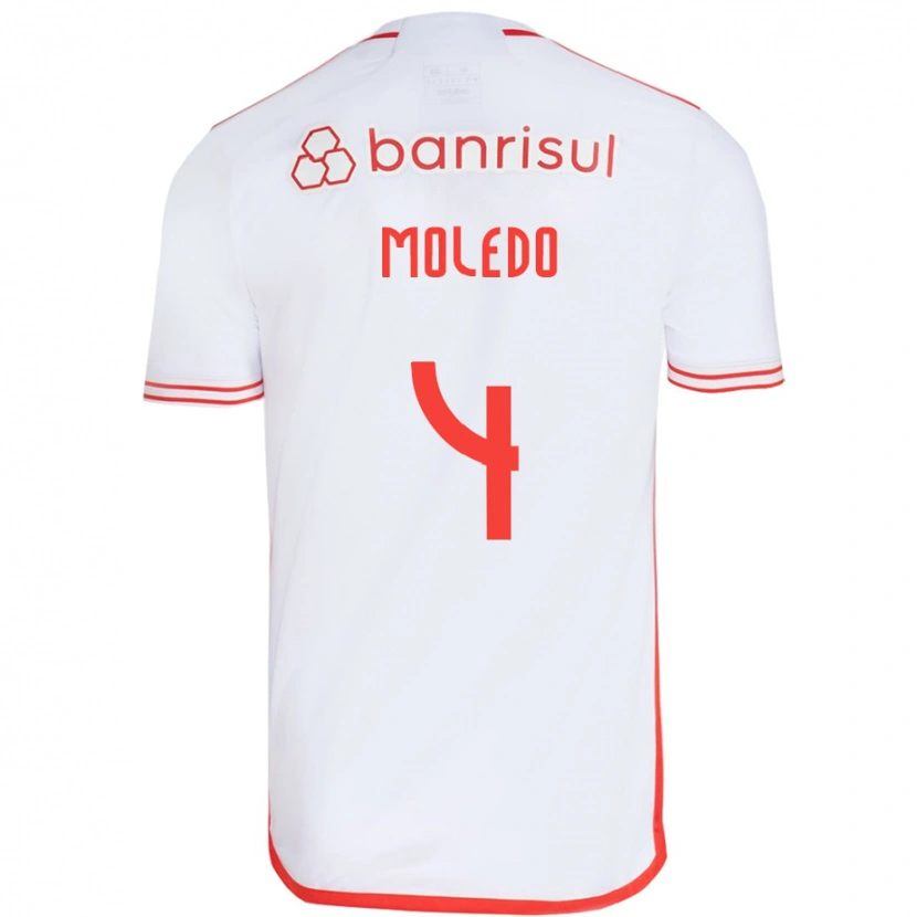 Danxen Uomo Maglia Rodrigo Moledo #4 Bianco Rosso Kit Gara Away 2025/26 Maglietta