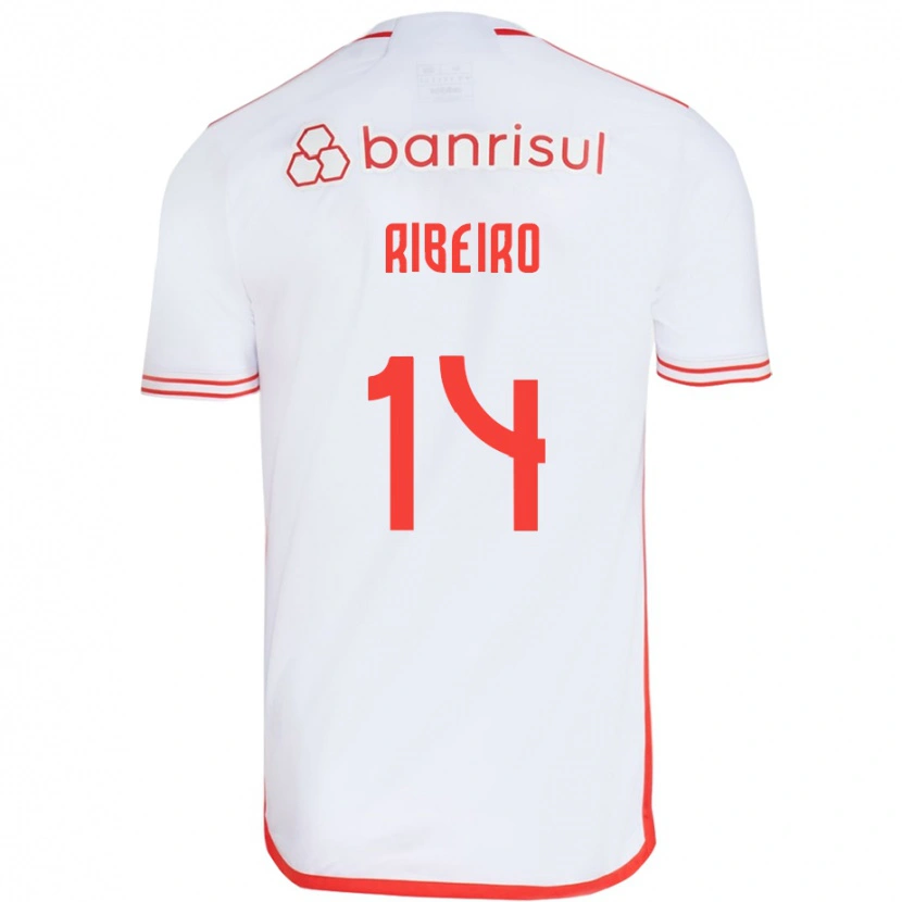 Danxen Uomo Maglia Lucas Ribeiro #14 Bianco Rosso Kit Gara Away 2025/26 Maglietta