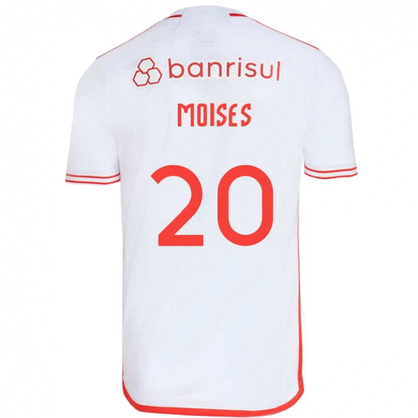 Danxen Uomo Maglia Moises #20 Bianco Rosso Kit Gara Away 2025/26 Maglietta