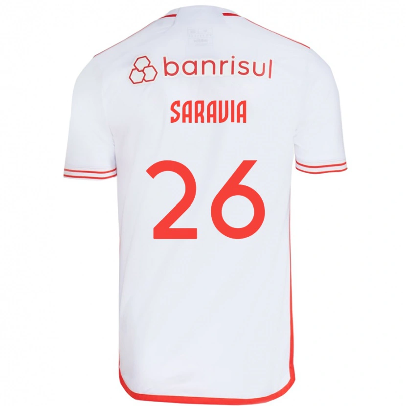 Danxen Uomo Maglia Saravia #26 Bianco Rosso Kit Gara Away 2025/26 Maglietta