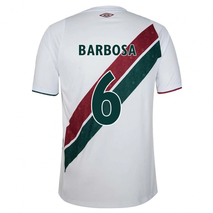 Danxen Uomo Maglia Diogo Barbosa #6 Bianco Verde Borgogna Kit Gara Away 2025/26 Maglietta