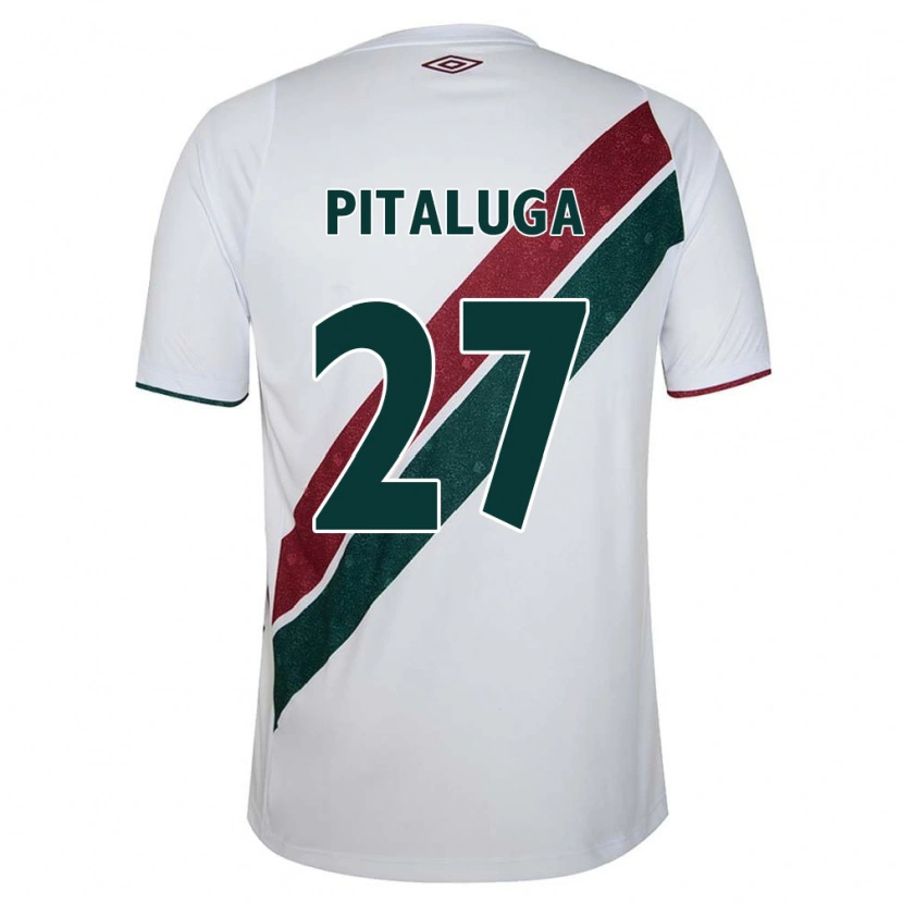 Danxen Uomo Maglia Marcelo Pitaluga #27 Bianco Verde Borgogna Kit Gara Away 2025/26 Maglietta