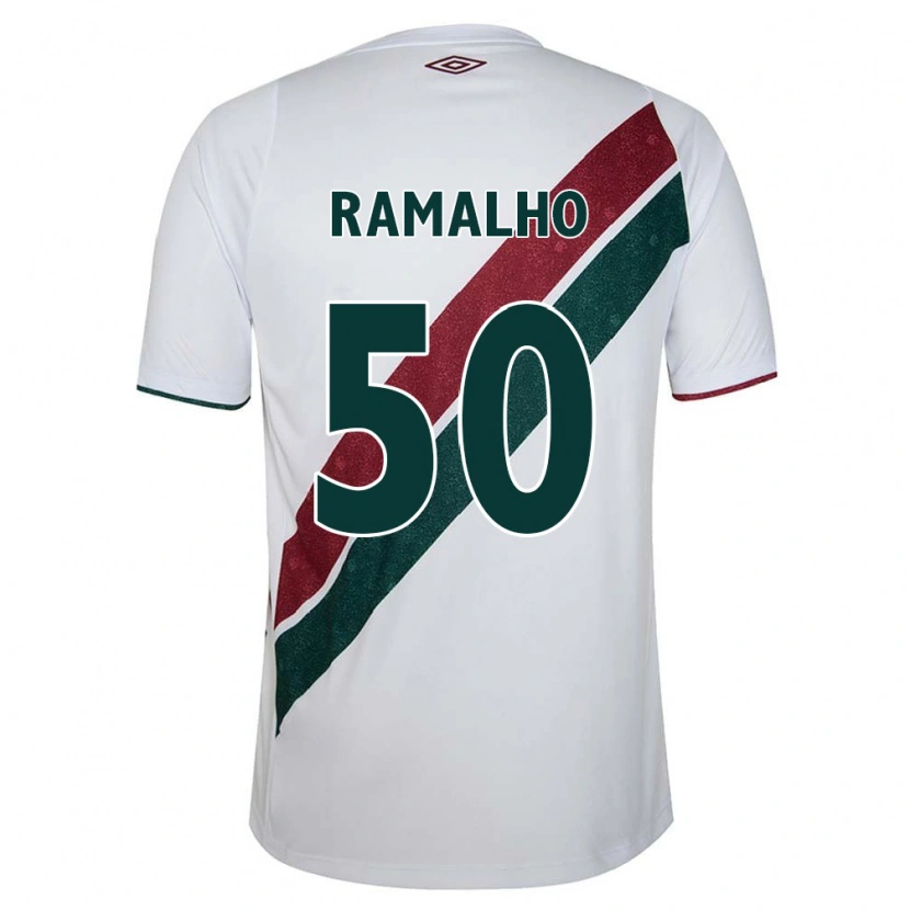Danxen Uomo Maglia Gustavo Ramalho #50 Bianco Verde Borgogna Kit Gara Away 2025/26 Maglietta