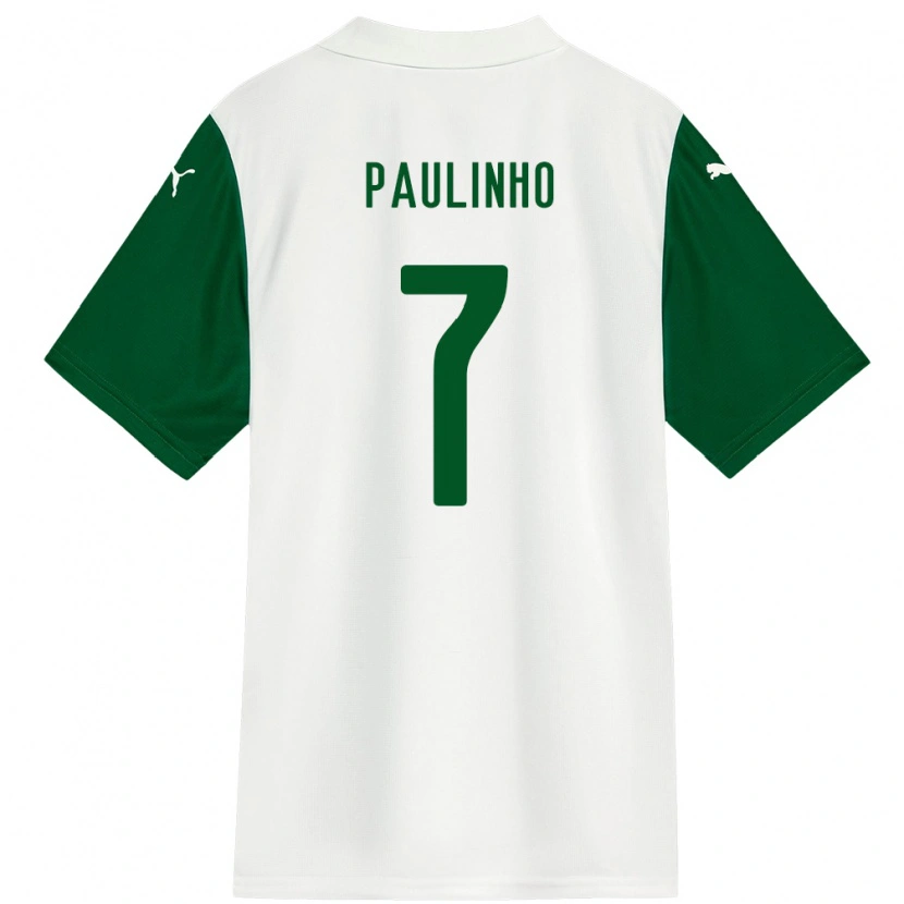 Danxen Uomo Maglia Paulinho #7 Bianco Verde Kit Gara Away 2025/26 Maglietta