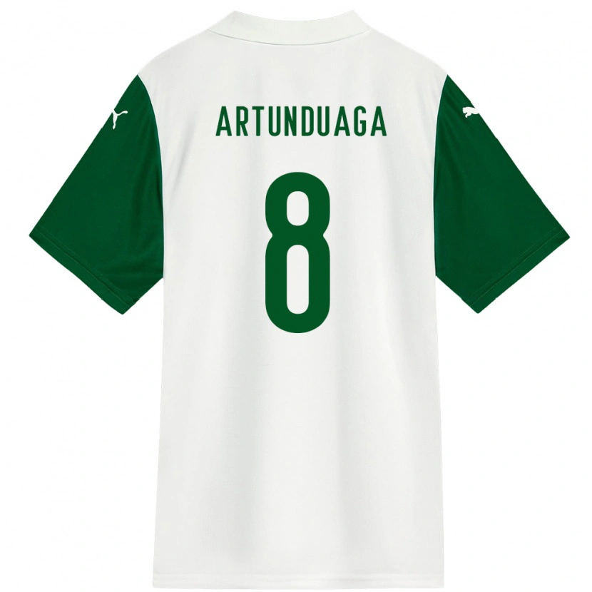 Danxen Uomo Maglia Grover Artunduaga #8 Bianco Verde Kit Gara Away 2025/26 Maglietta