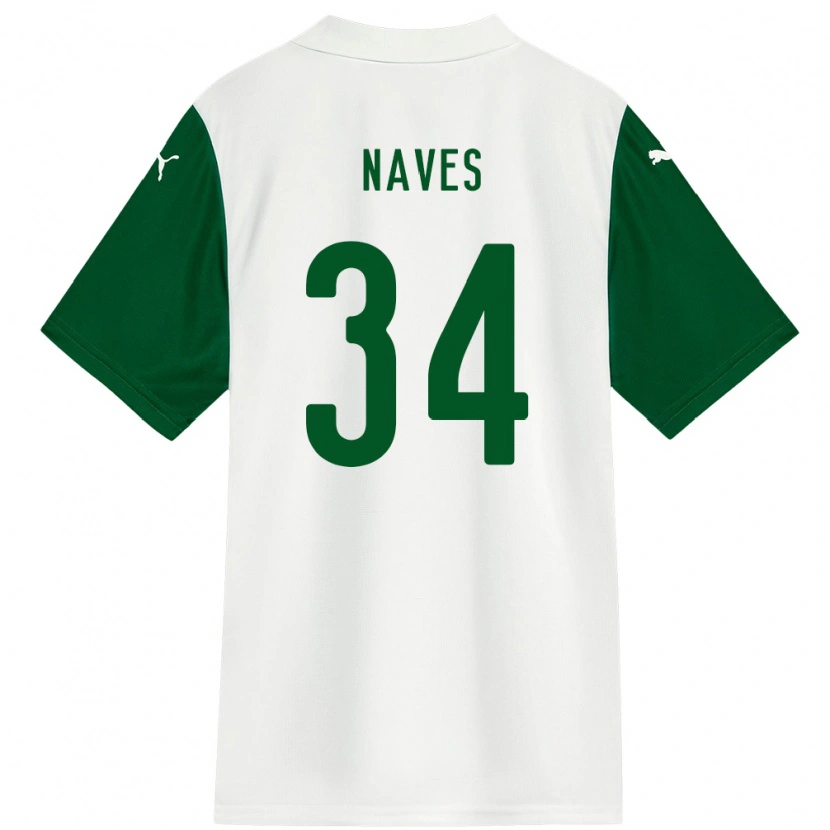 Danxen Uomo Maglia Naves #34 Bianco Verde Kit Gara Away 2025/26 Maglietta