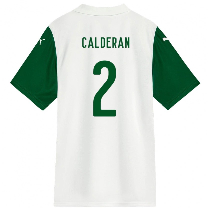 Danxen Uomo Maglia Bruna Calderan #2 Bianco Verde Kit Gara Away 2025/26 Maglietta