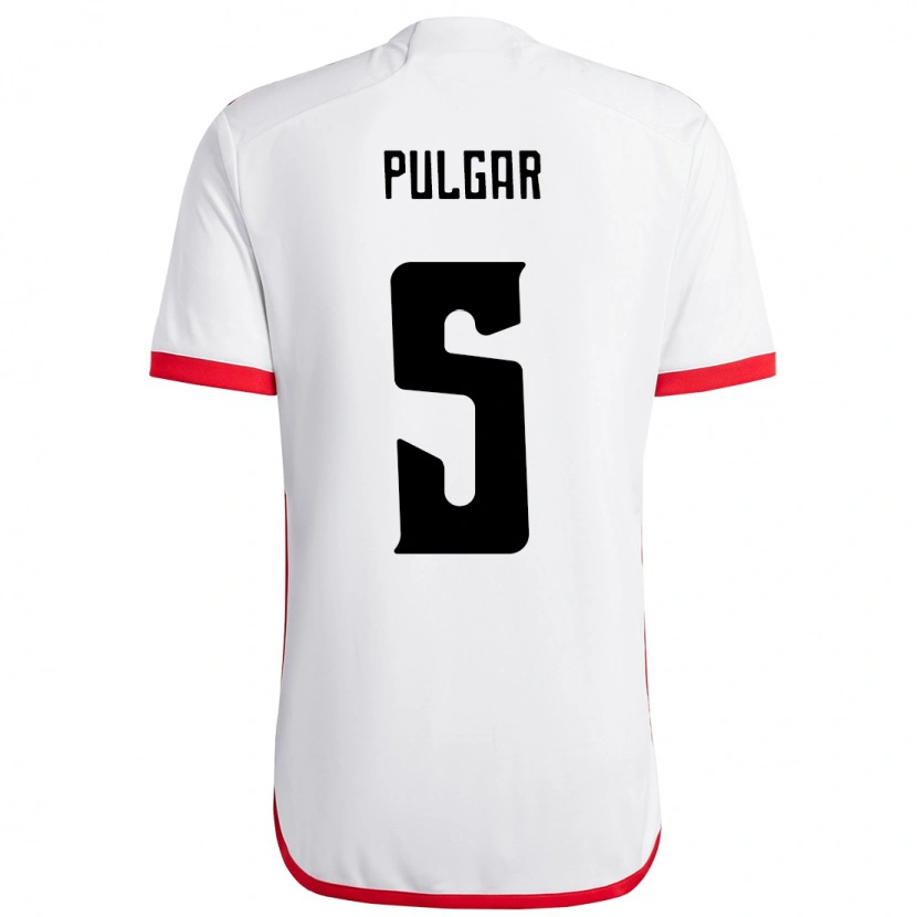 Danxen Uomo Maglia Erick Pulgar #5 Bianco Rosso Kit Gara Away 2025/26 Maglietta
