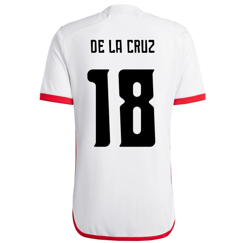 Danxen Uomo Maglia Nicolás De La Cruz #18 Bianco Rosso Kit Gara Away 2025/26 Maglietta