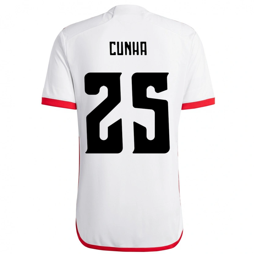 Danxen Uomo Maglia Matheus Cunha #25 Bianco Rosso Kit Gara Away 2025/26 Maglietta