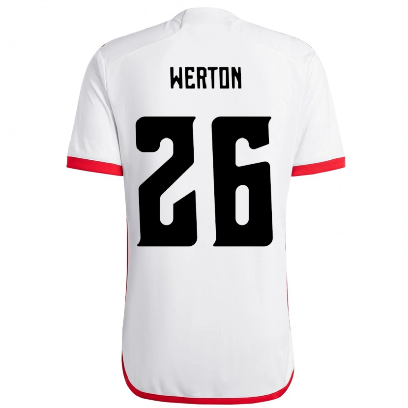 Danxen Uomo Maglia Werton #26 Bianco Rosso Kit Gara Away 2025/26 Maglietta