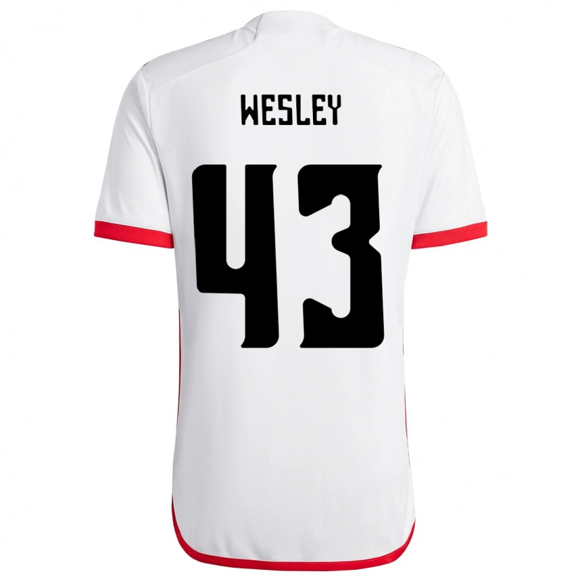 Danxen Uomo Maglia Wesley #43 Bianco Rosso Kit Gara Away 2025/26 Maglietta