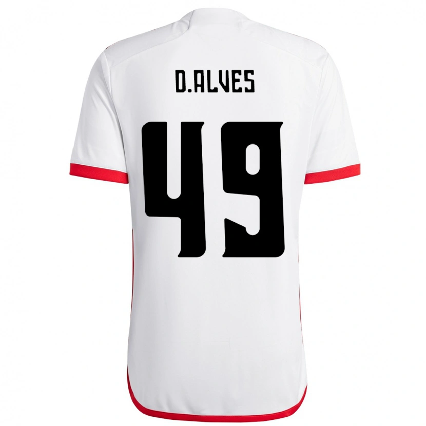 Danxen Uomo Maglia Dyogo Alves #49 Bianco Rosso Kit Gara Away 2025/26 Maglietta