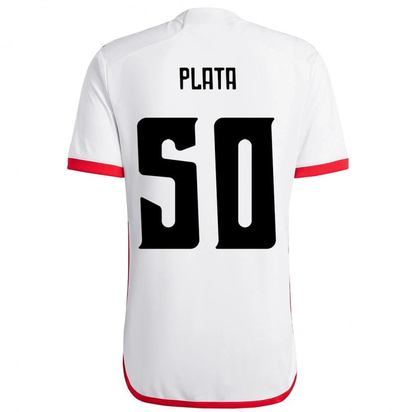 Danxen Uomo Maglia Gonzalo Plata #50 Bianco Rosso Kit Gara Away 2025/26 Maglietta