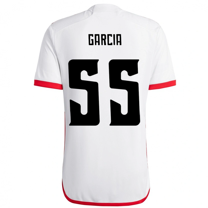 Danxen Uomo Maglia Caio Garcia #55 Bianco Rosso Kit Gara Away 2025/26 Maglietta