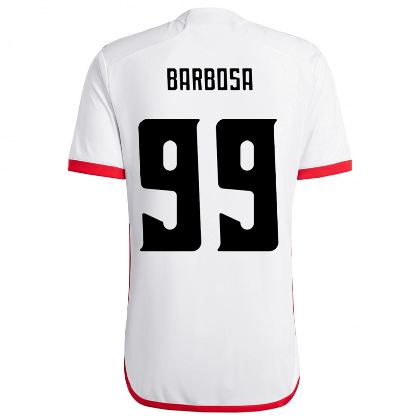 Danxen Uomo Maglia Gabriel Barbosa #99 Bianco Rosso Kit Gara Away 2025/26 Maglietta