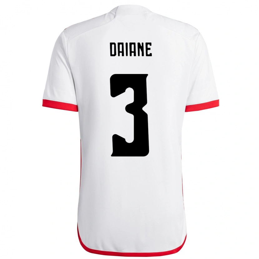 Danxen Uomo Maglia Daiane #3 Bianco Rosso Kit Gara Away 2025/26 Maglietta