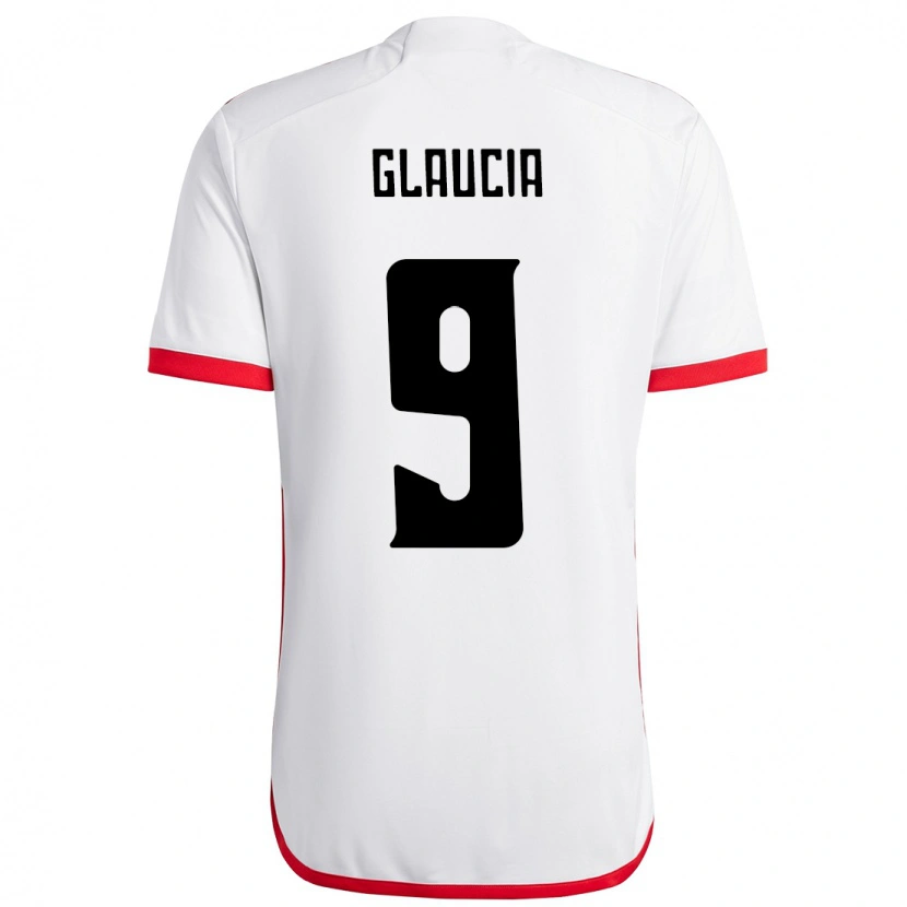 Danxen Uomo Maglia Glaucia #9 Bianco Rosso Kit Gara Away 2025/26 Maglietta